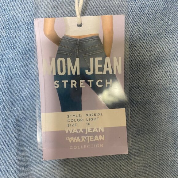 NWT Wax Mom Jeans Collection Womens 16 Light Blue High-Waisted Skinny Stretch - Picture 9 of 16